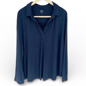 Cozy Earth Women's Navy Blue‎ Long Sleeve Pajama Lounge Top XXL